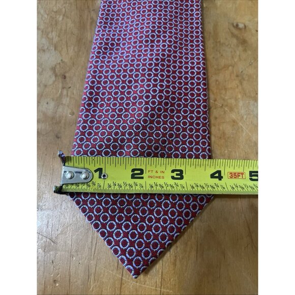 Brooks Brothers Maker Tie Men's Red Geometric Pure Silk Made In USA Woven/Italy - Picture 3 of 6